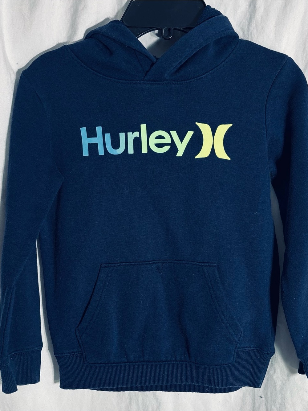 Hurley Navy Kids Hoodie with Blue-to-Yellow Logo